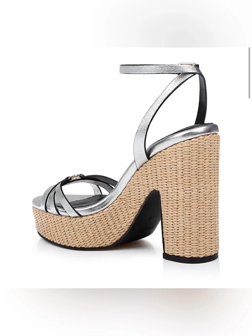 L'AGENCE Genevra Platform Sandals in Silver Leather